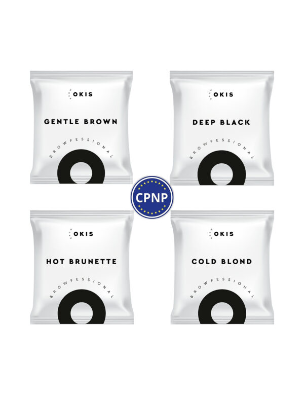 Крем-фарба для брів з екстрактом хни в наборі 4 кольори в саше OKIS BROW  (без окислювача)