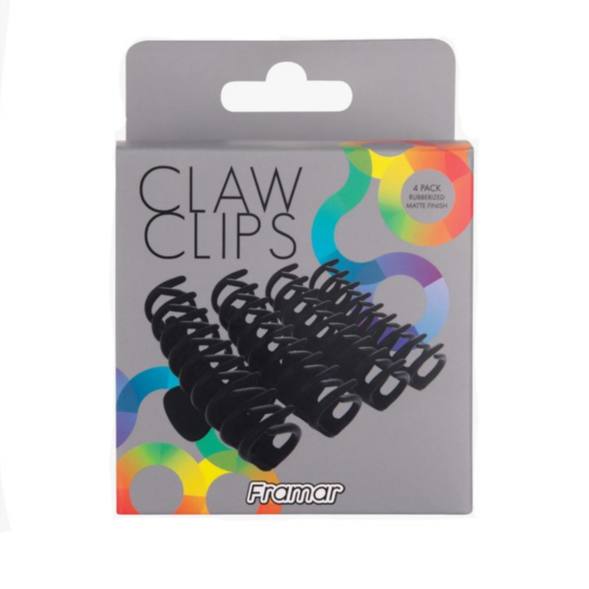 Набір зажимів для волосся Framar Claw Clips Black КРАБ (4шт в упаковці)