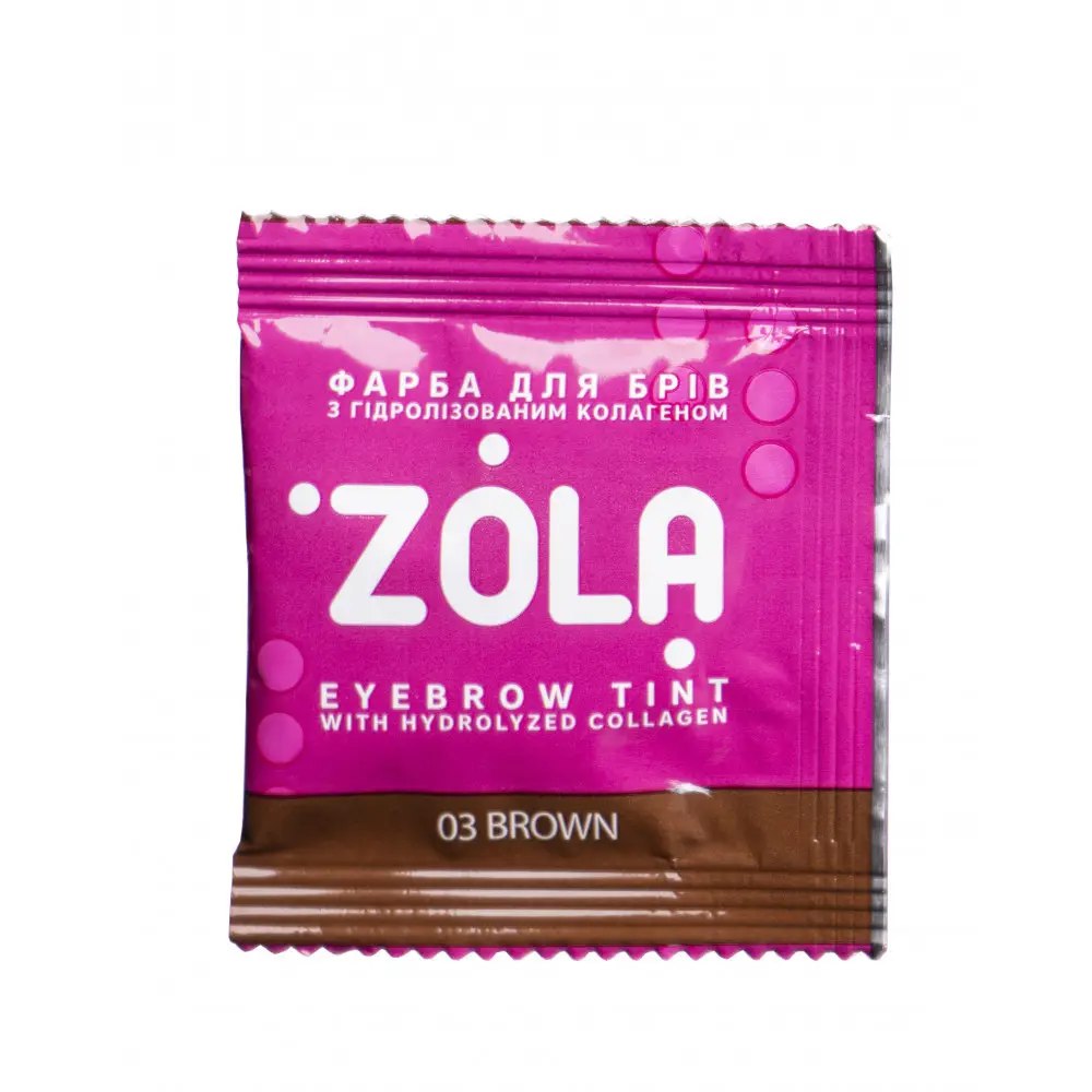 Zola Фарба для брів з колагеном в саше Eyebrow Tint With Collagen 03 BROWN 5ml