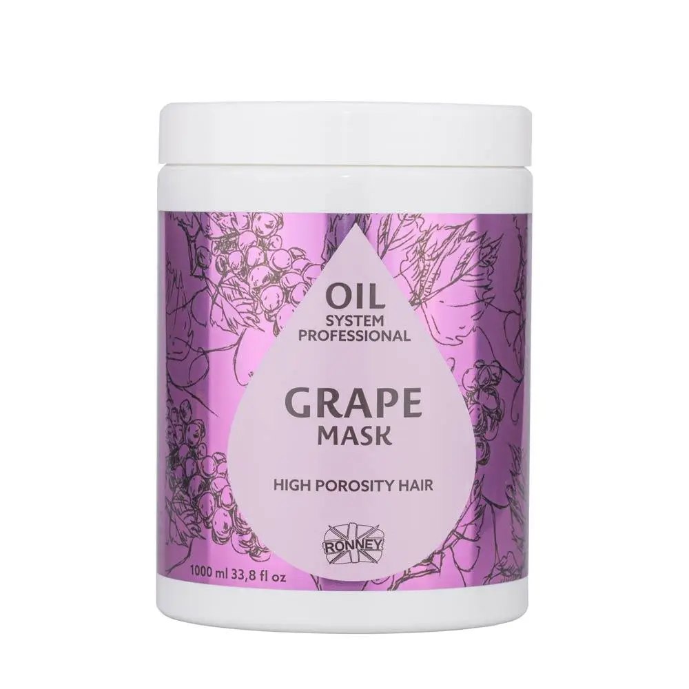 RONNEY Professional Маска для високопористого волосся з олією виноградуі -1000 ml