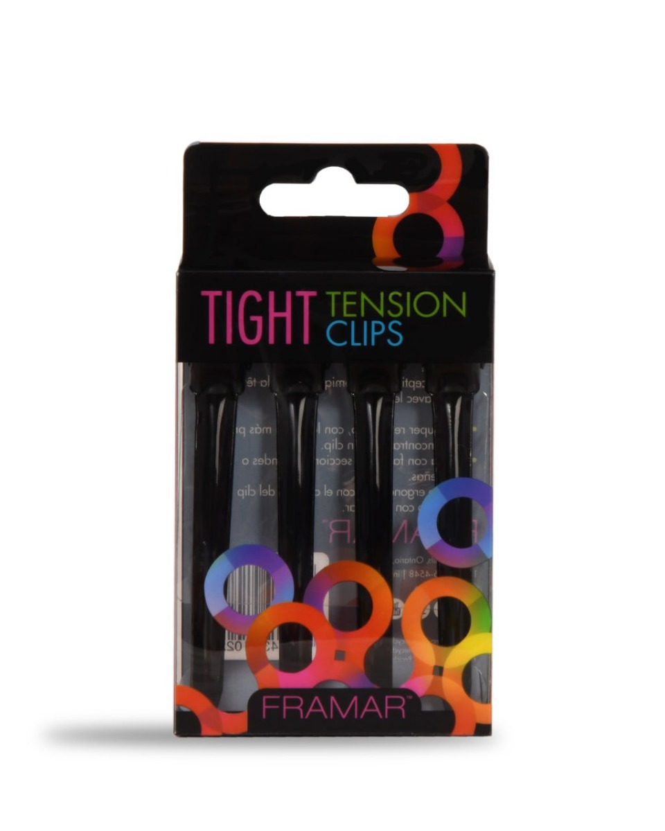 Затискачі Framar для волосся плоскі металеві чорні Tight Tension Clips Black